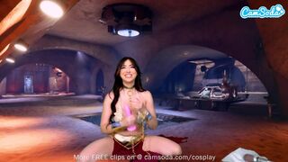 Princess Leia cosplayban élvezi a méretes tőgyes néger szépség játékát