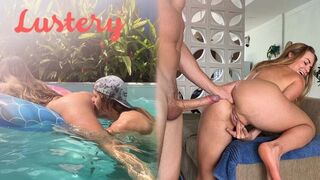 Buxom világos szőke amateur fenekét kefélik úszás után
