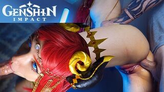 Keleti táncosnő nilou seggét rendesen megdugja a rúdja – genshin impact cosplay